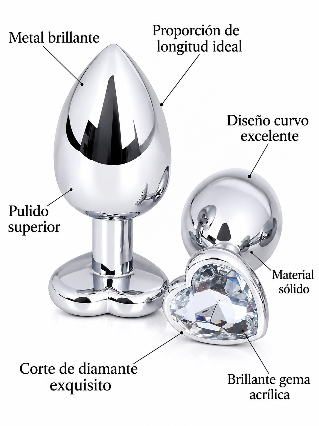 Plug Anal de Acero Quirúrgico con Joya en Forma de Corazón – 3 Tamaños