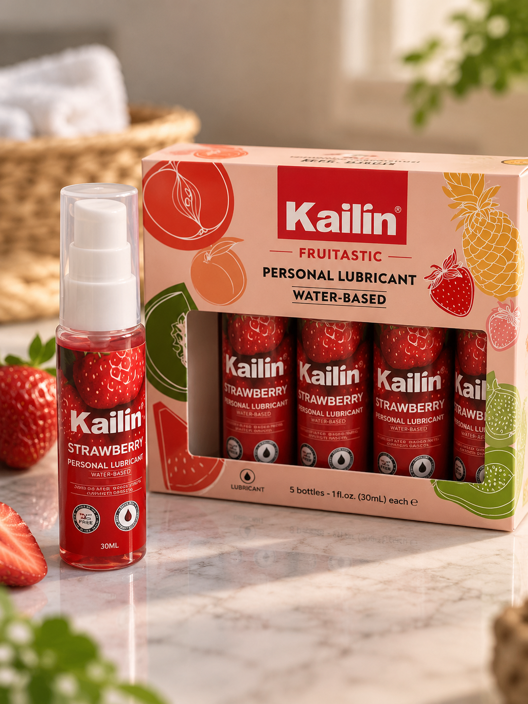 Lubricante Íntimo Kailin H2O Sabor Frutilla 30 ml