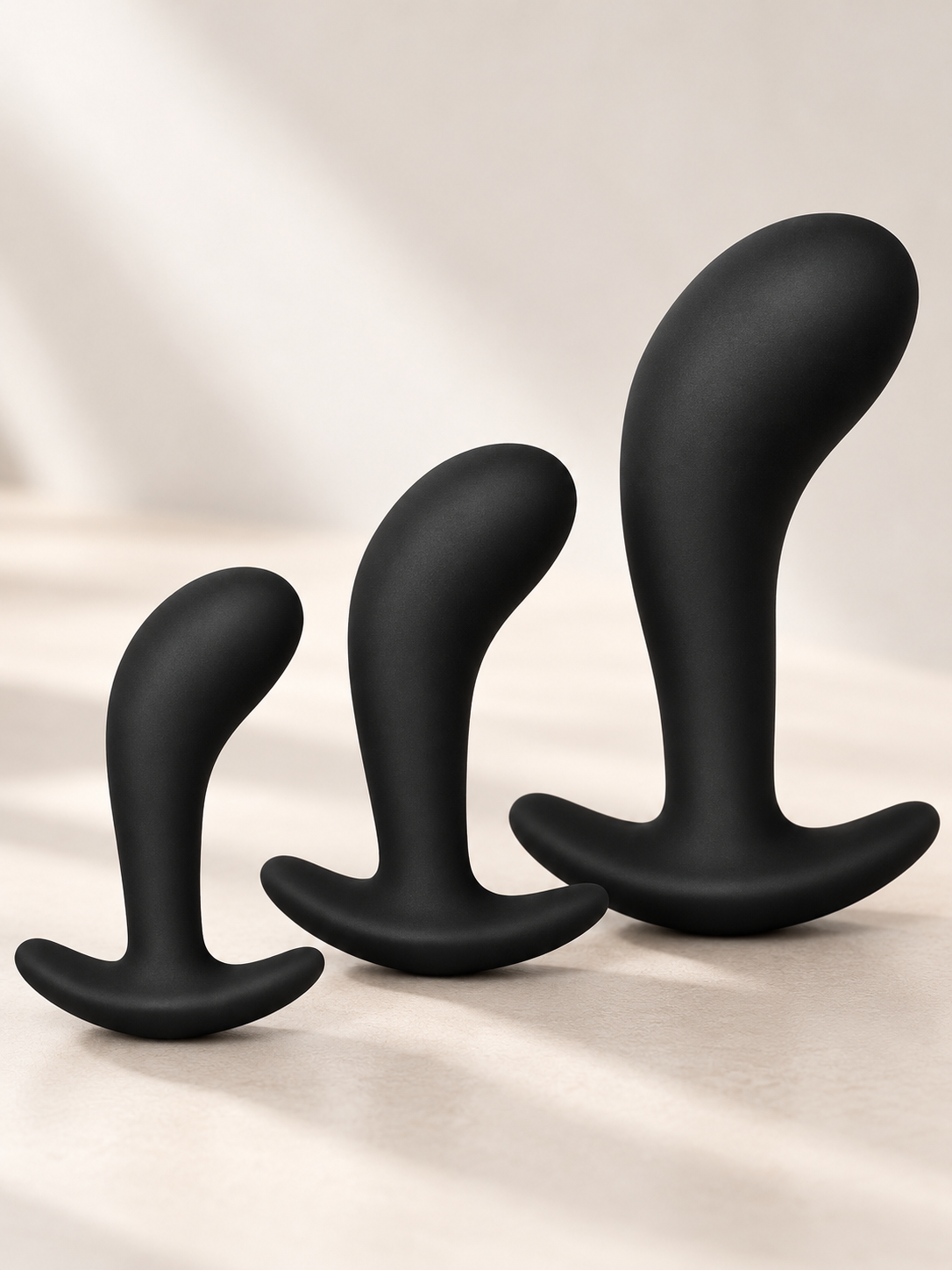 Set x3 de Plugs Anales Curvos de Silicona – Estimulación Prostática