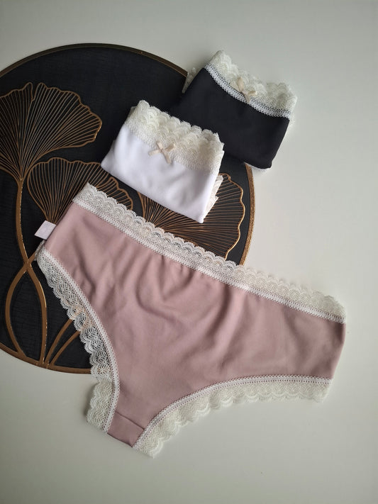 Art. 542 Pack x3 Culotte de microfibra con puntilla