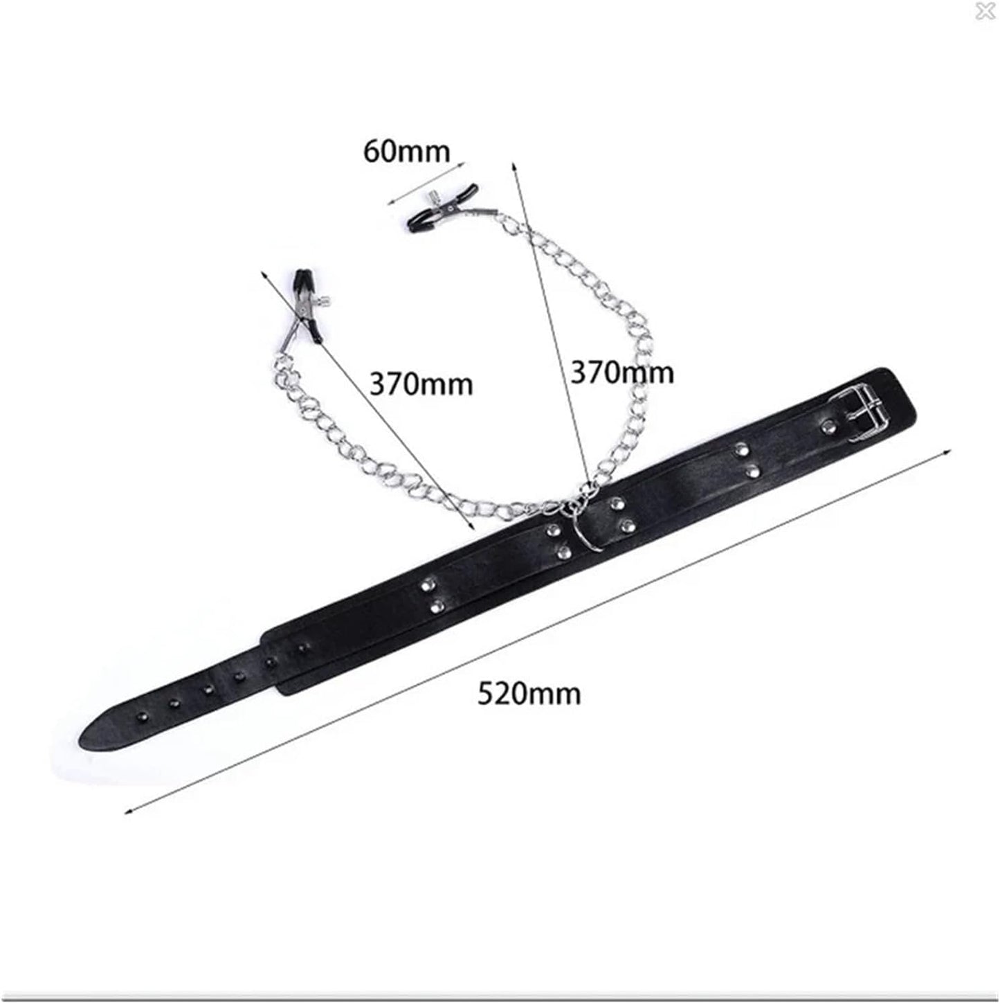 Collar BDSM con pinzas para pezones y cadena ajustable