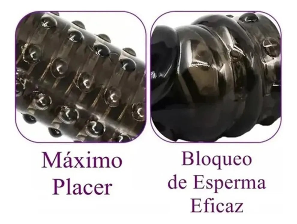 Funda Peniana Potenciadora Texturizada con Doble Aro — Mayor Tamaño, Control y Estimulación Intensa