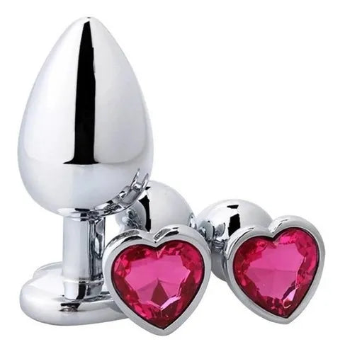 Plug Anal de Acero Quirúrgico con Joya en Forma de Corazón – 3 Tamaños