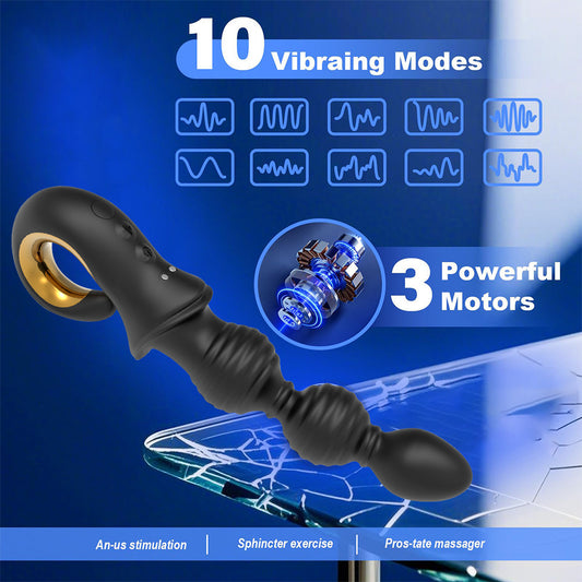 Plug Anal Inflable con Cuentas y 10 Modos de Vibración