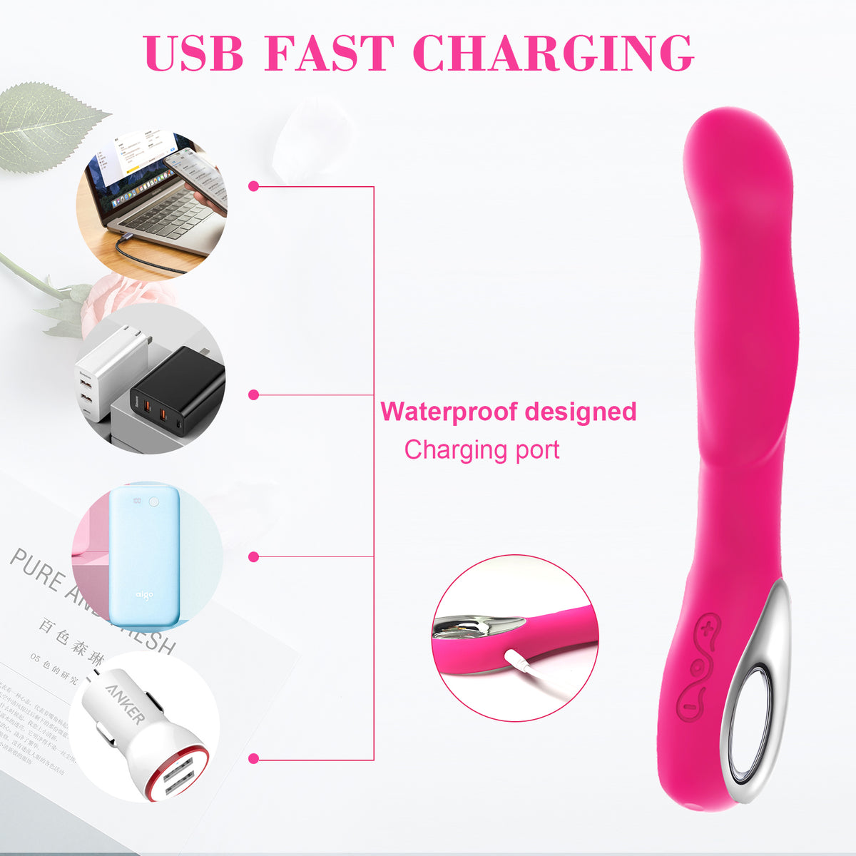 Vibrador Punto G de Silicona Recargable USB — 10 Modos de Vibración