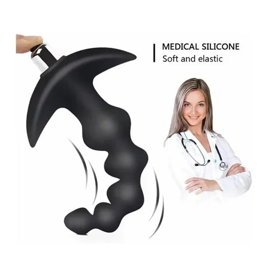 Plug Anal Vibrador con Cuentas Progresivas — Vibración Intensa · Diseño Ergonómico y Sumergible