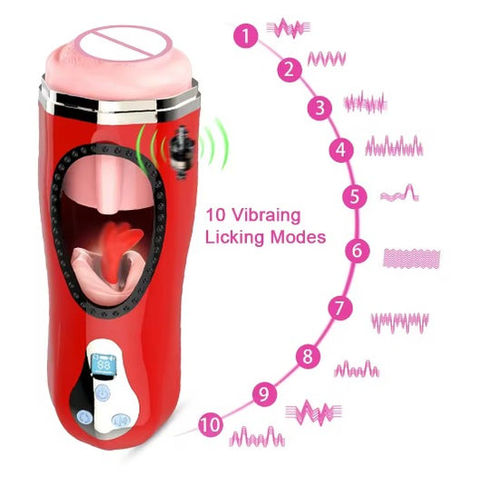 Masturbador Masculino Automático Claire 44en 1 con Lengua, Calor, Vibración y Sonido de gemido Integrado