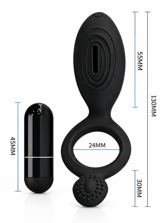 Anillo Peneano Vibrador con Bala Vibradora y Estimulador Externo