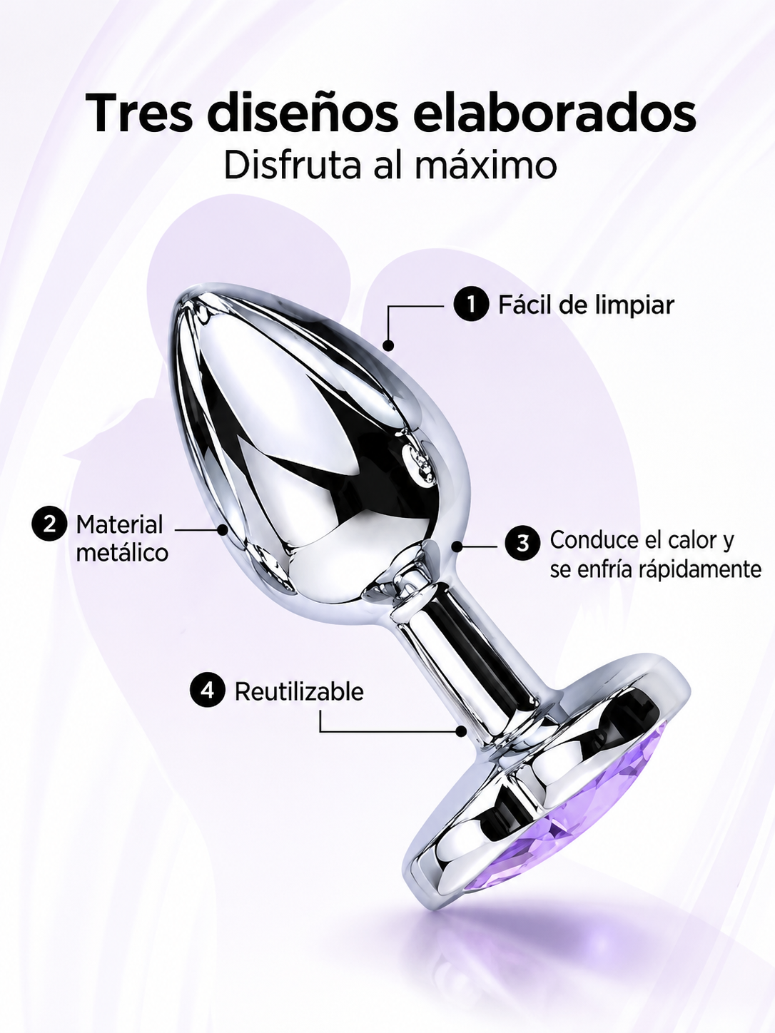 Plug Anal de Acero Quirúrgico con Joya en Forma de Corazón – 3 Tamaños