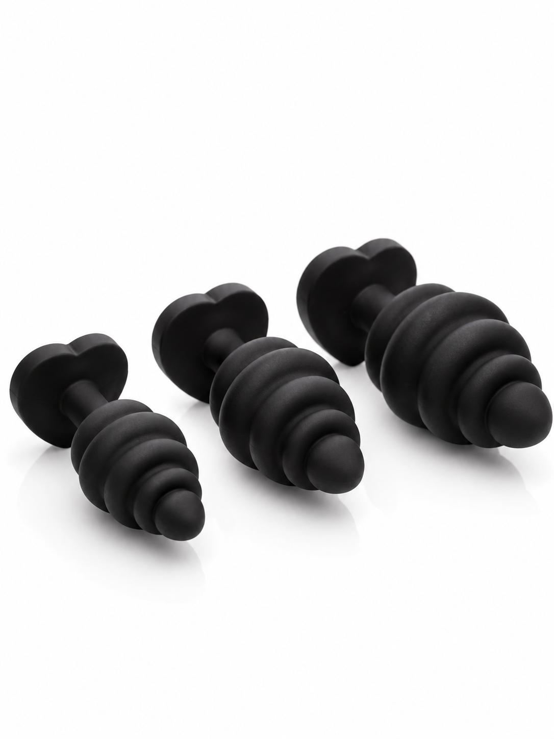 Set x3 de Plugs Anales Texturizados con Base de Corazón Joya
