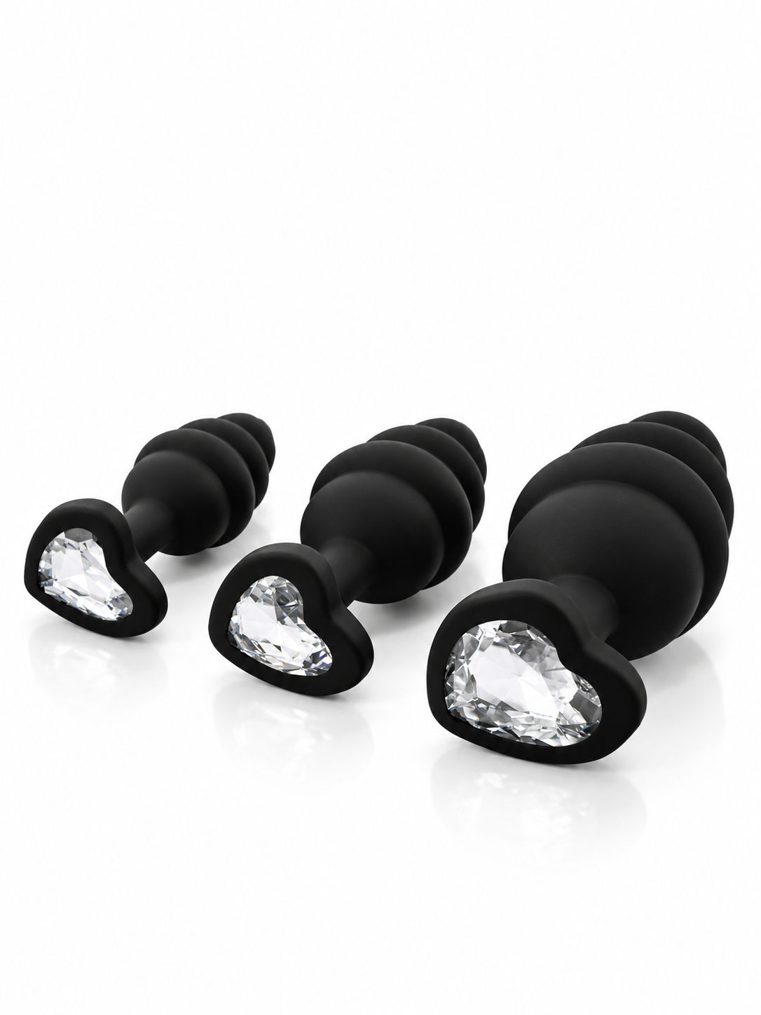 Set x3 de Plugs Anales Texturizados con Base de Corazón Joya