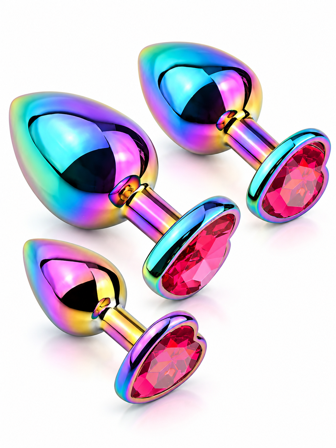Set x3 de Plugs Anales de Acero Quirúrgico Arcoíris con Joya