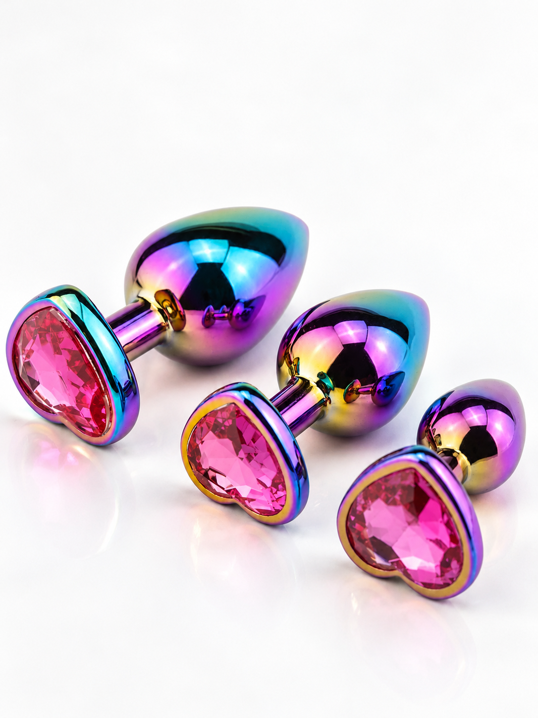 Set x3 de Plugs Anales de Acero Quirúrgico Arcoíris con Joya