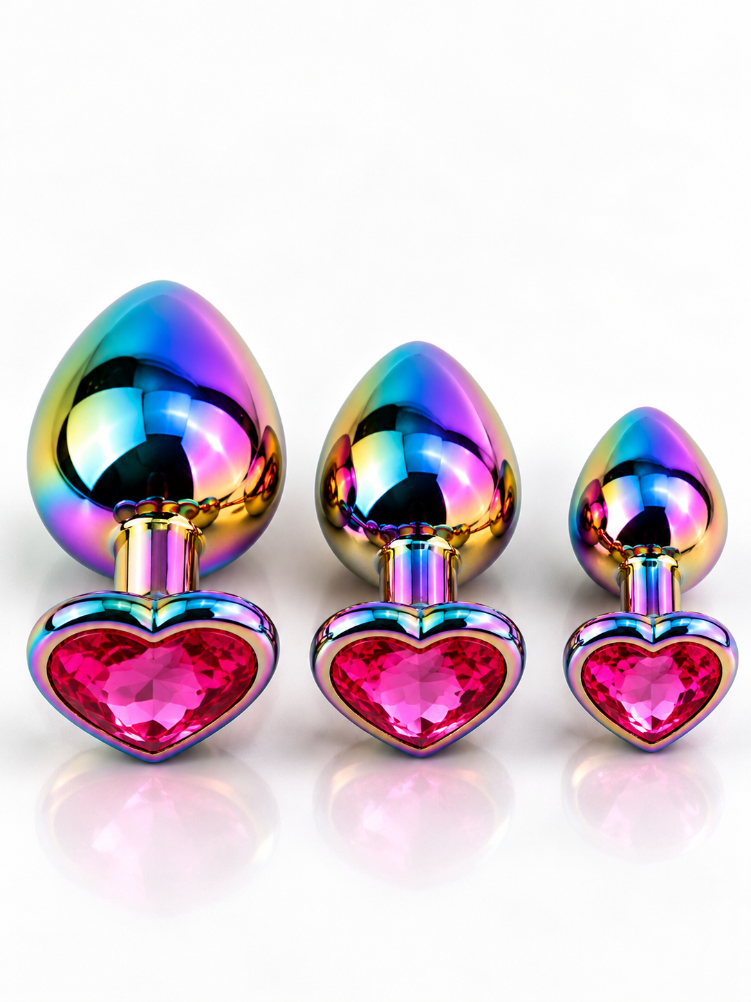 Set x3 de Plugs Anales de Acero Quirúrgico Arcoíris con Joya
