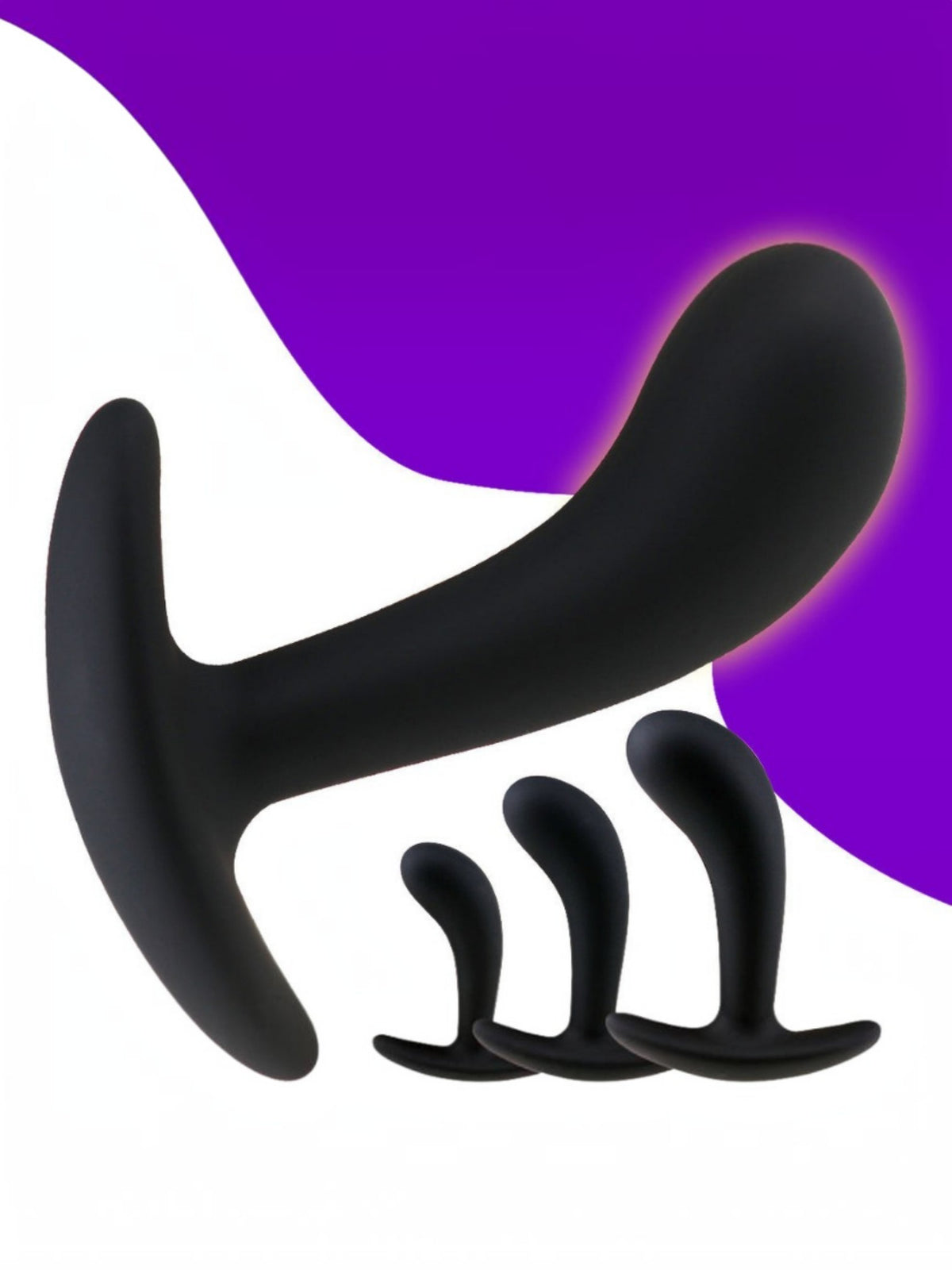 Set x3 de Plugs Anales Curvos de Silicona – Estimulación Prostática