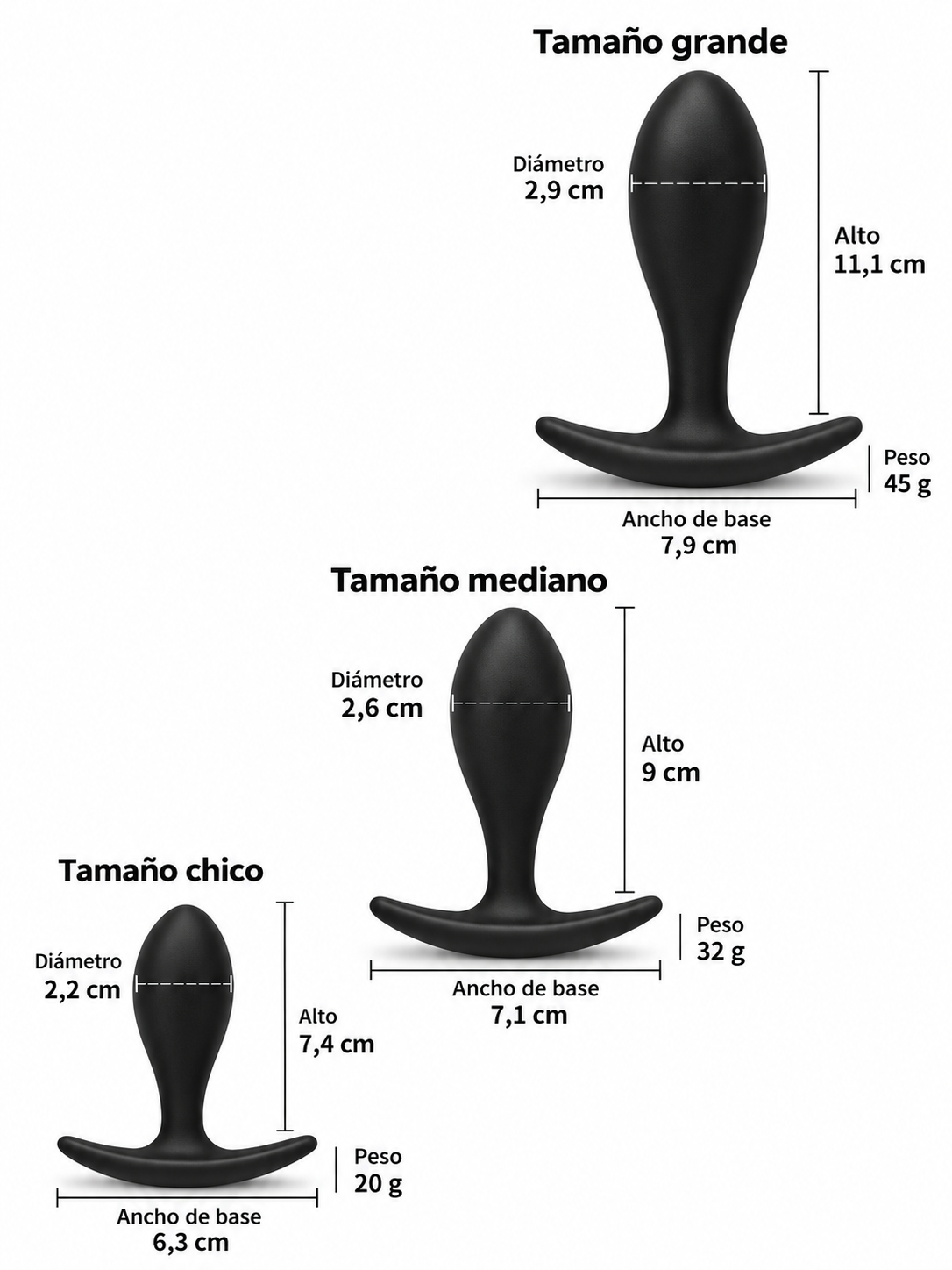Set x3 de Tapones Anales de Silicona – Entrenamiento Progresivo