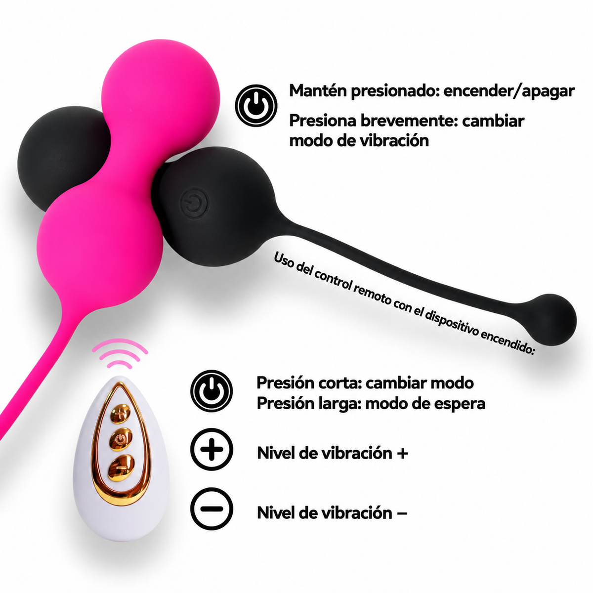 Bolas de Kegel 10 Modos de Vibración con Control Remoto y doble motor