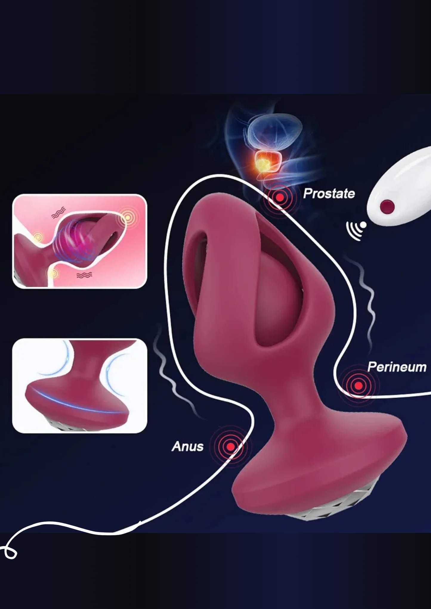 Vibrador PluG Anal con masaje de próstata con control remoto inalámbrico