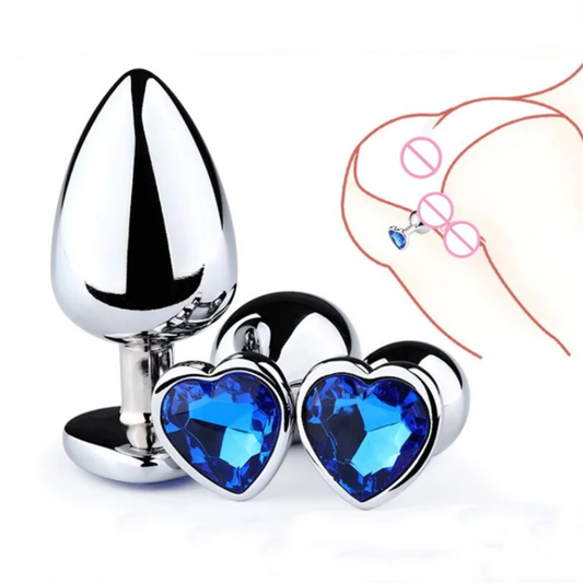 Plug Anal de Acero Quirúrgico con Joya en Forma de Corazón – 3 Tamaños