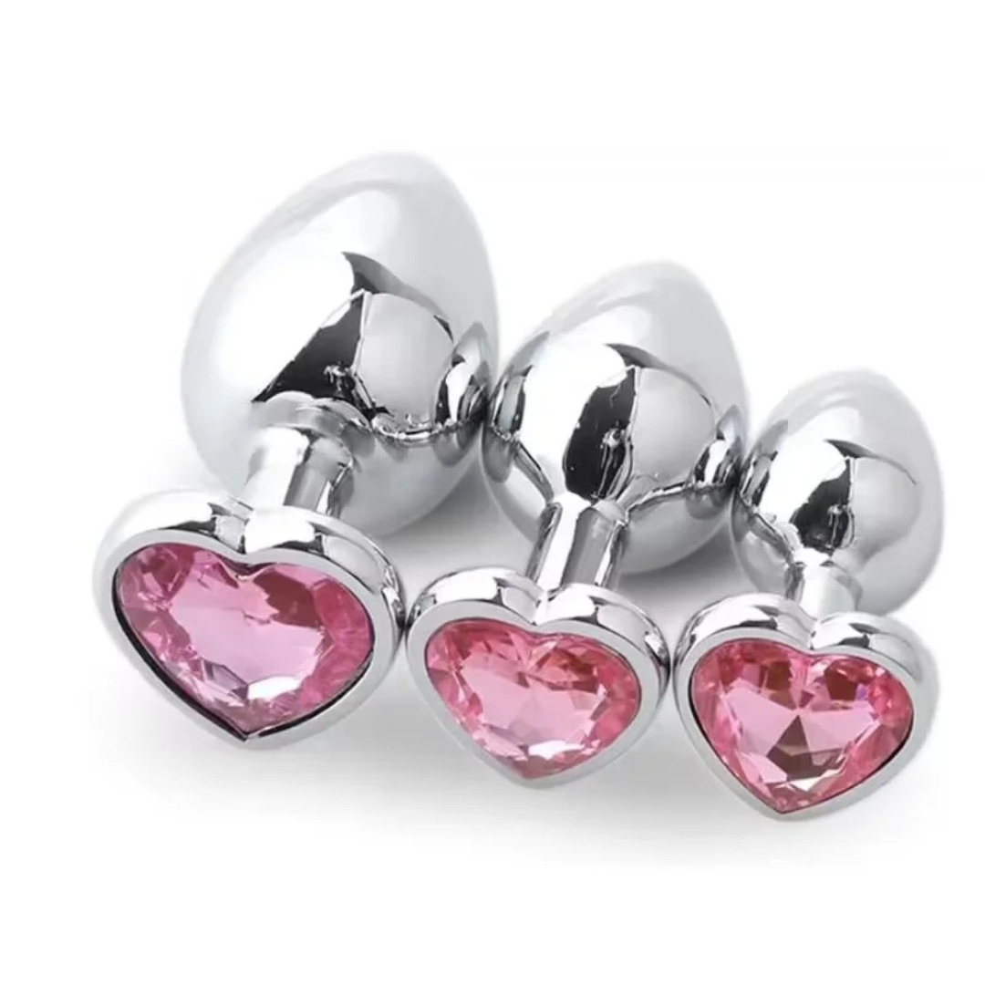 Plug Anal de Acero Quirúrgico con Joya en Forma de Corazón – 3 Tamaños
