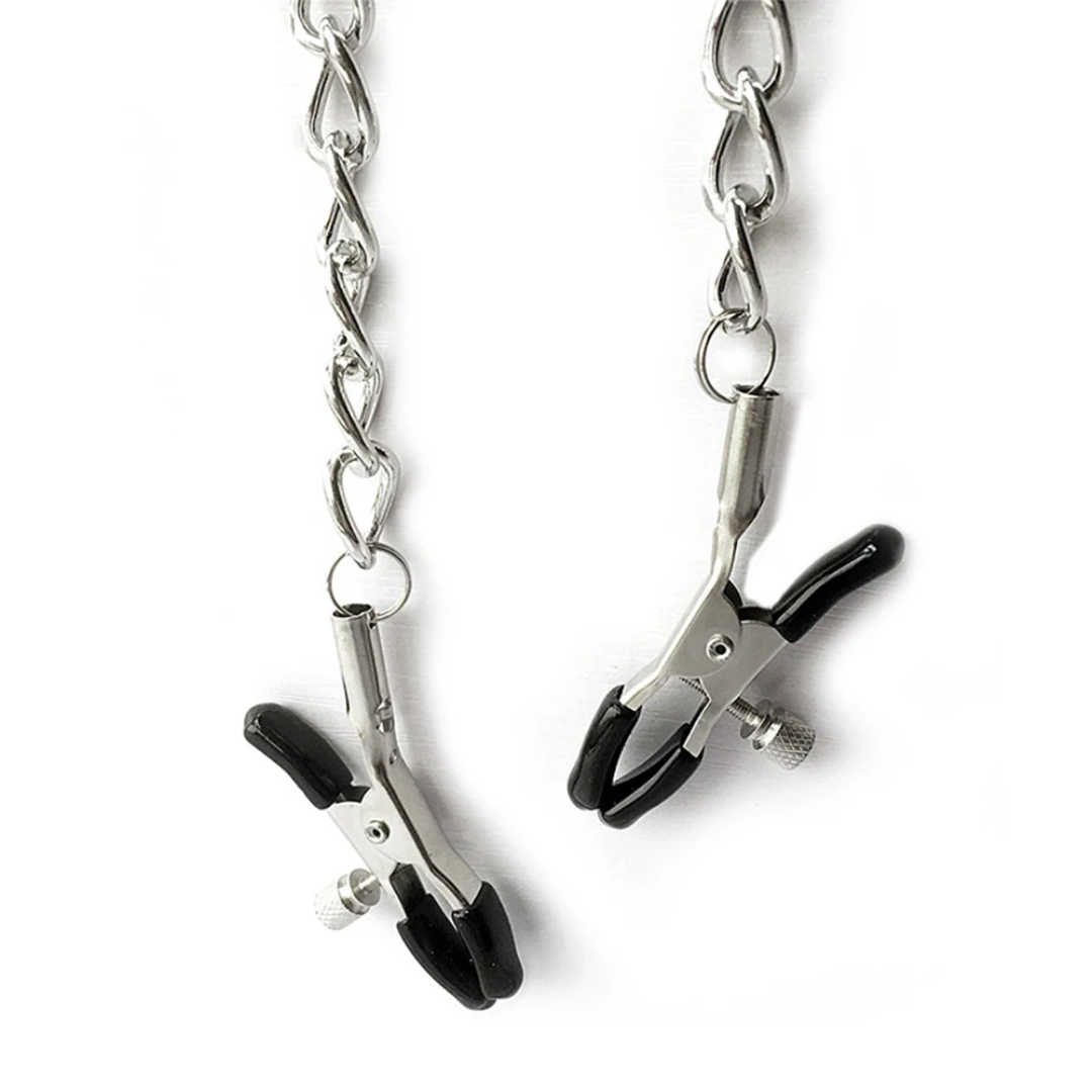 Kit Bondage con Collar y Mordaza Ajustable + Cadenas para Pezones