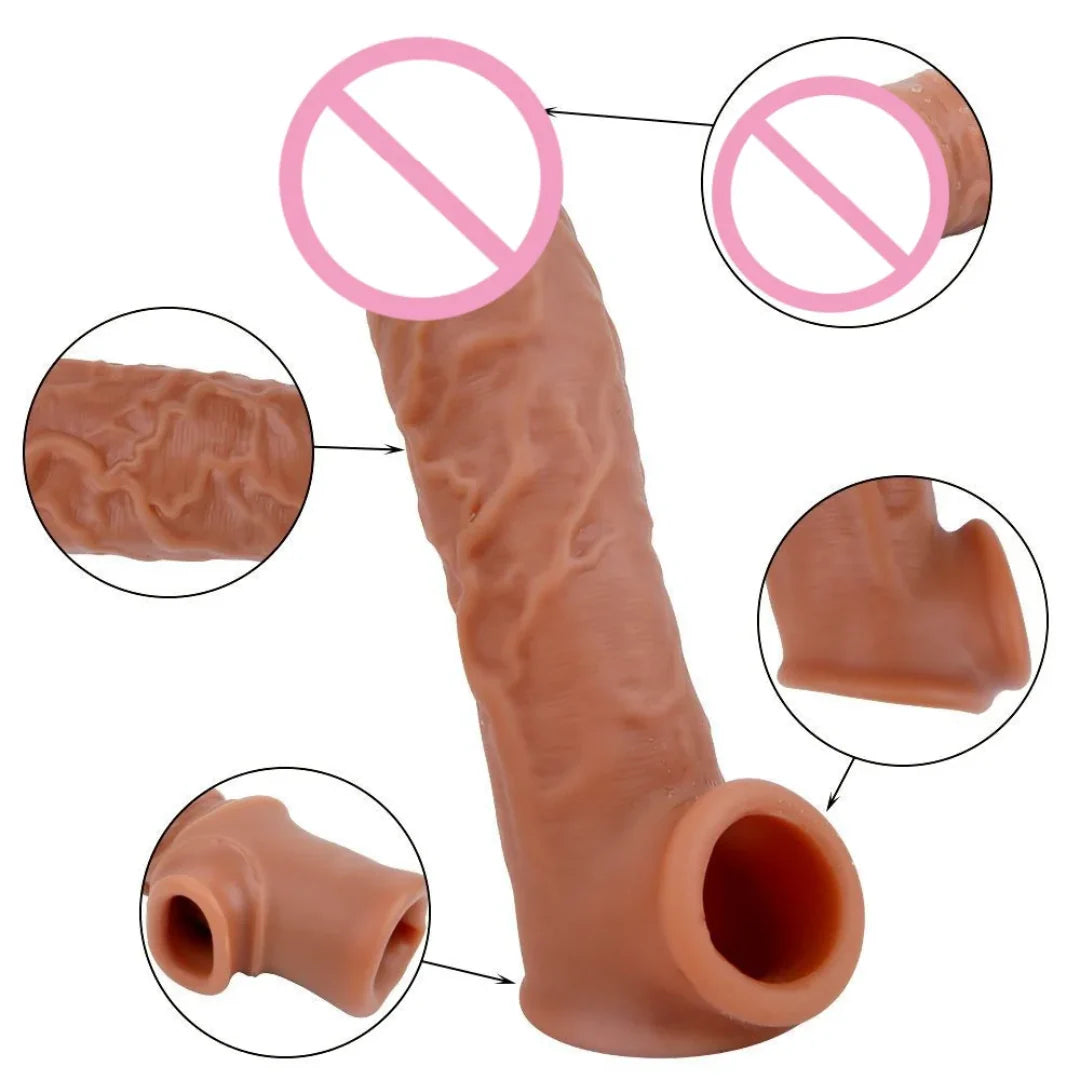 Funda Peniana Potenciadora Texturizada con Doble Aro — Engrosa, Estimula y Mejora el Rendimiento