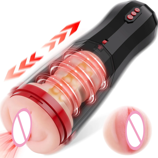 Jammy masturbador masculino de empuje 3 en 1 succion, empuje y vibracion con rotacion