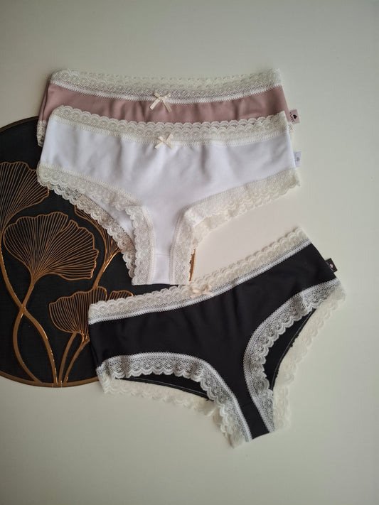 Art. 542 Pack x3 Culotte de microfibra con puntilla