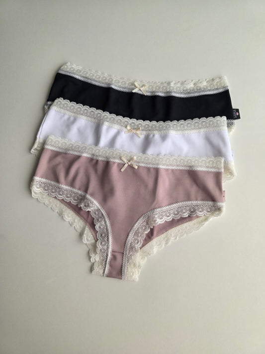 Art. 542 Pack x3 Culotte de microfibra con puntilla