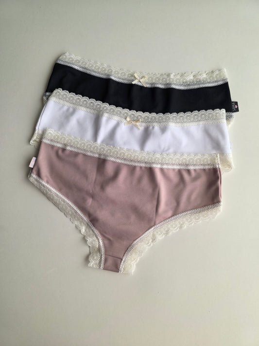 Art. 542 Pack x3 Culotte de microfibra con puntilla