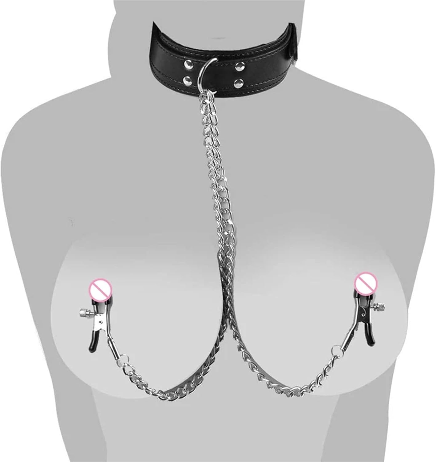 Collar BDSM con pinzas para pezones y cadena ajustable