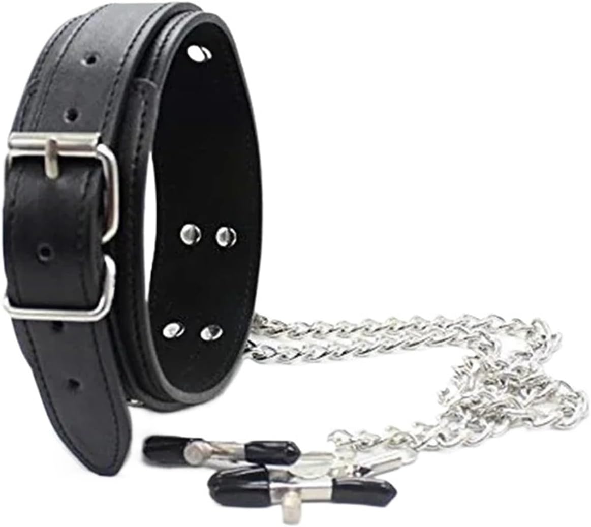 Collar BDSM con pinzas para pezones y cadena ajustable