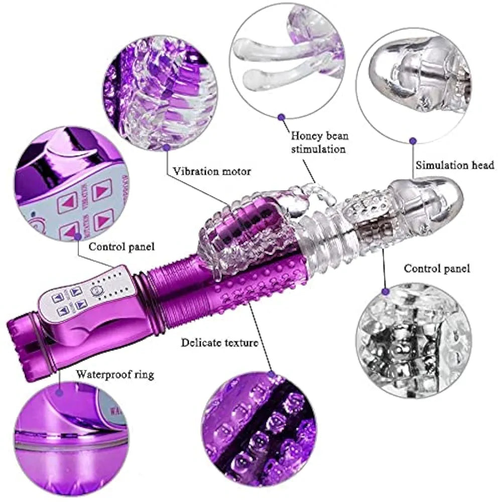 Vibrador Rabbit Rotativo 360° Recargable USB