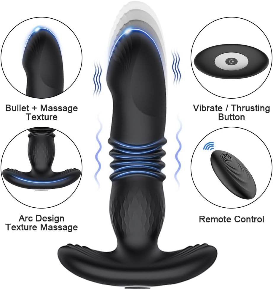 Vibrador Prostático con Empuje + Control Remoto — 10 modos