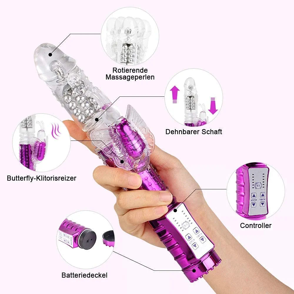 Vibrador Rabbit Rotativo 360° Recargable USB