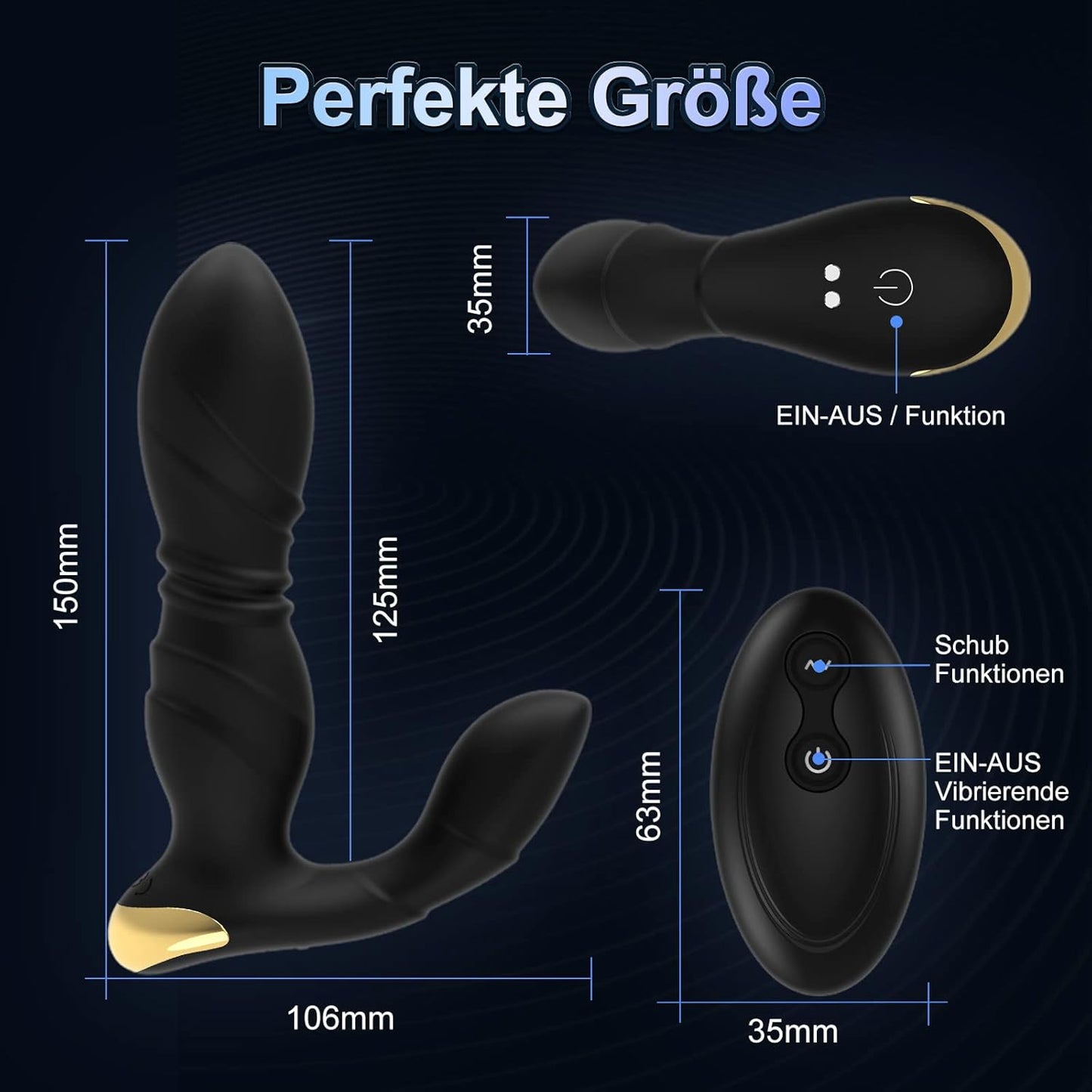 MASAJEADOR DE PRÓSTATA CON DOBLE MOTOR Y CONTROL REMOTO