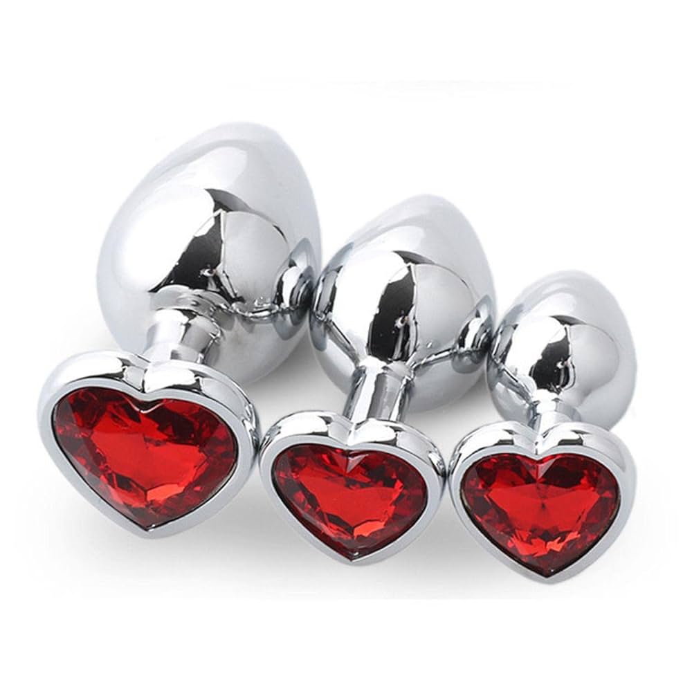 Plug Anal de Acero Quirúrgico con Joya en Forma de Corazón – 3 Tamaños