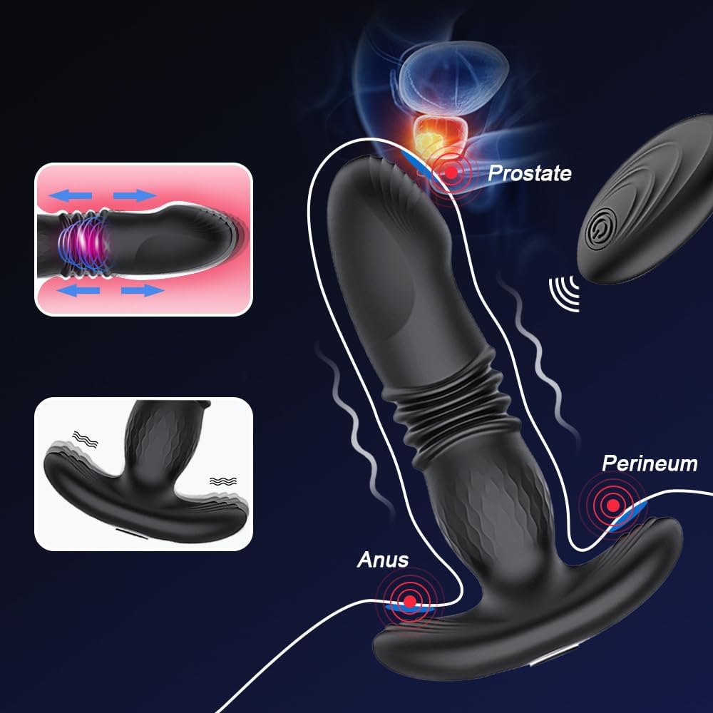 Vibrador Prostático con Empuje + Control Remoto — 10 modos