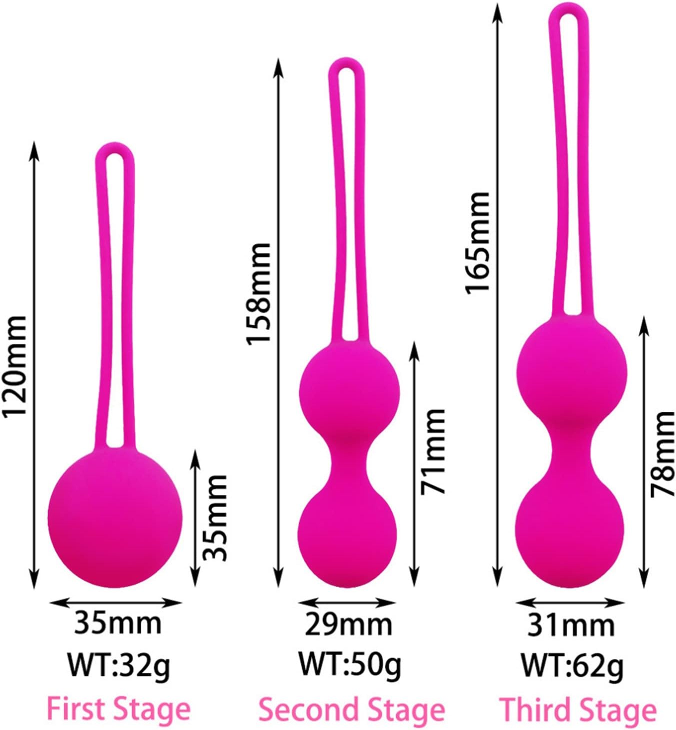 Set de Bolas de Kegel de Silicona — Entrenamiento de Suelo Pélvico (3 Niveles Progresivos)
