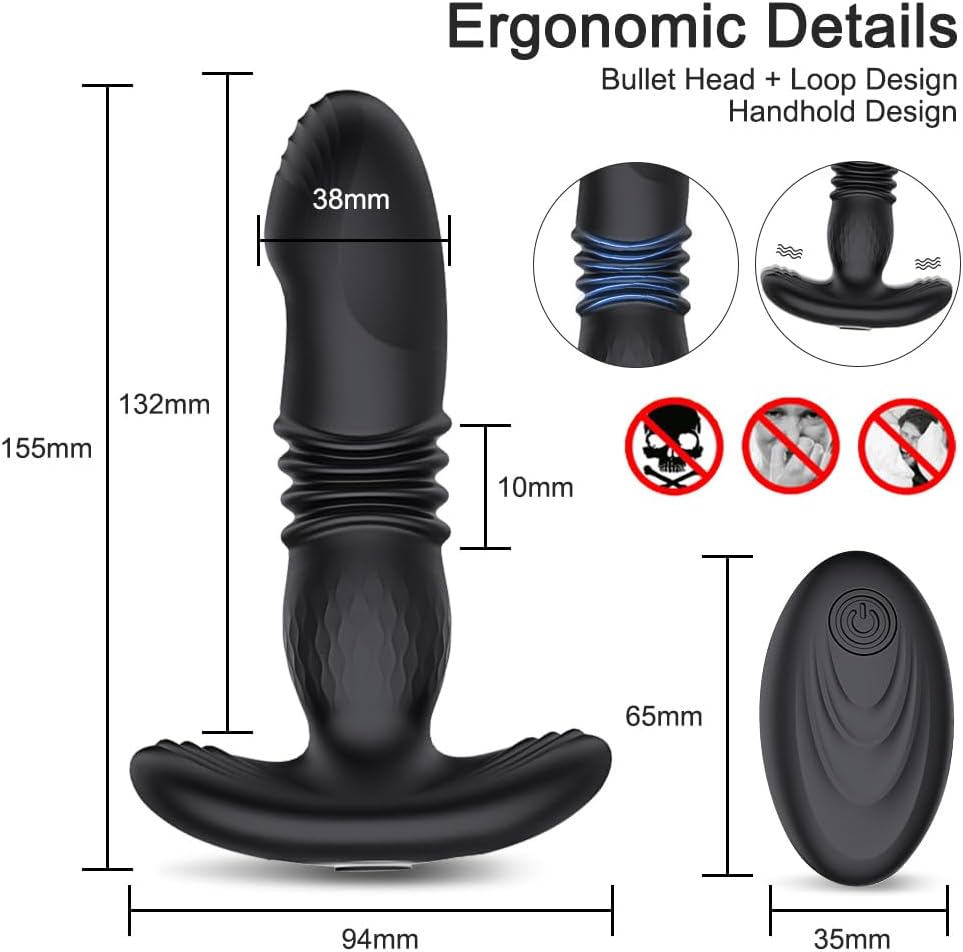 Vibrador Prostático con Empuje + Control Remoto — 10 modos