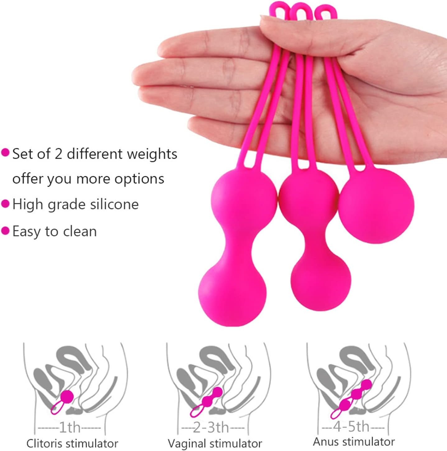 Set de Bolas de Kegel de Silicona — Entrenamiento de Suelo Pélvico (3 Niveles Progresivos)