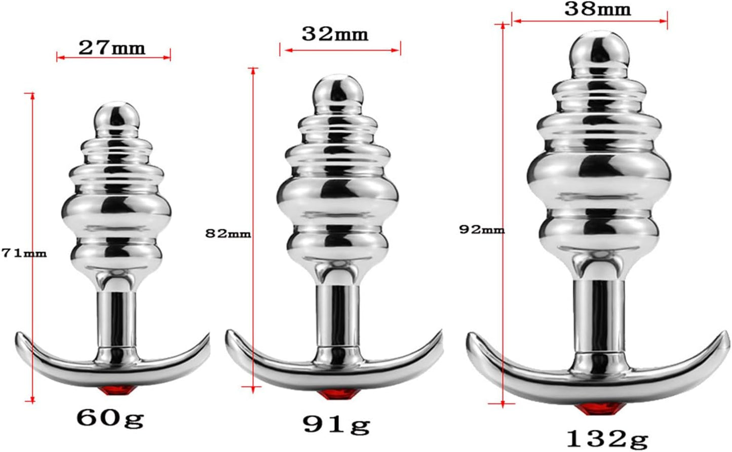 Kit de plug anal de acero inoxidable texturizados (x3 piezas)