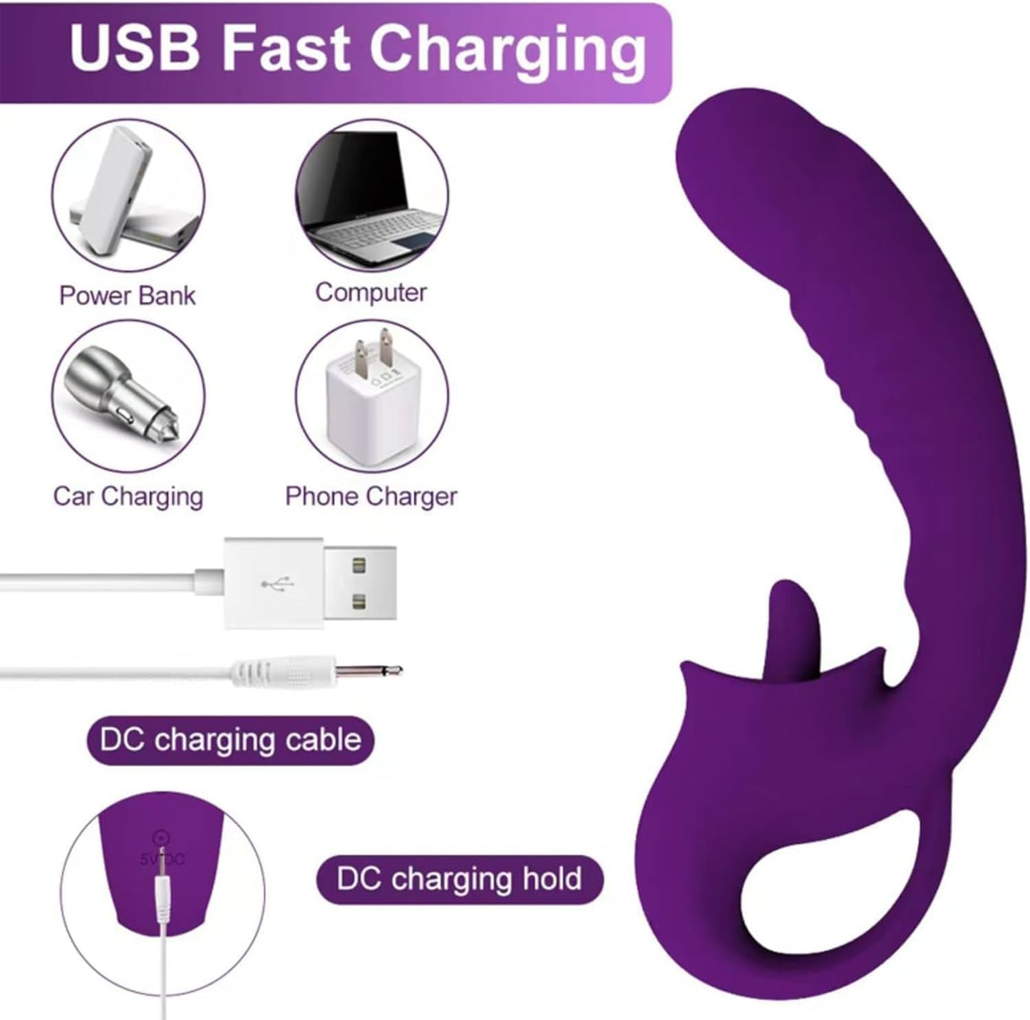 Vibrador 2 en 1 Punto G + Clítoris — Recargable 100% Impermeable