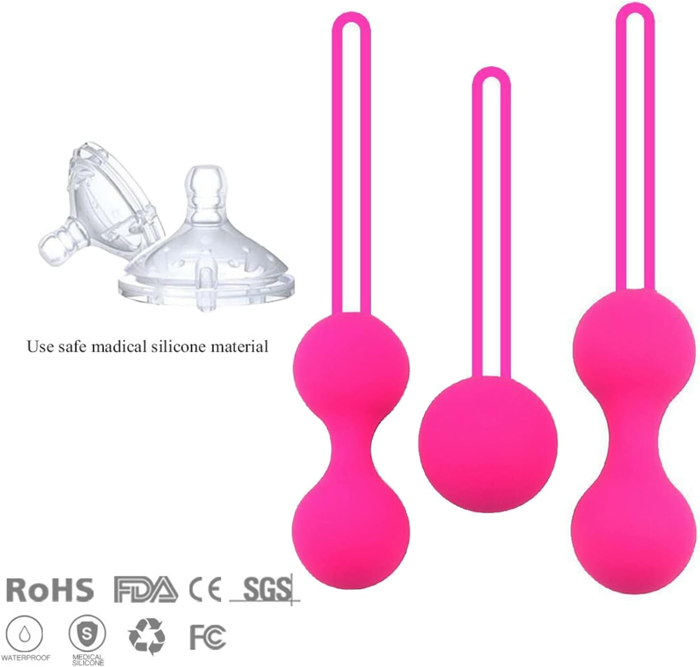 Set de Bolas de Kegel de Silicona — Entrenamiento de Suelo Pélvico (3 Niveles Progresivos)