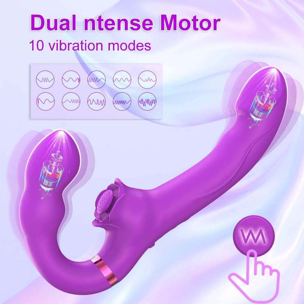 Vibrador Doble Cabezal Triple Estimulación Punto G y Clítoris con Control Remoto
