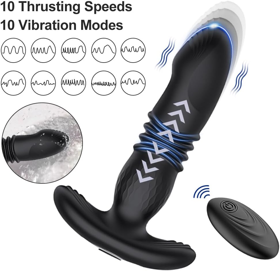 Vibrador Prostático con Empuje + Control Remoto — 10 modos