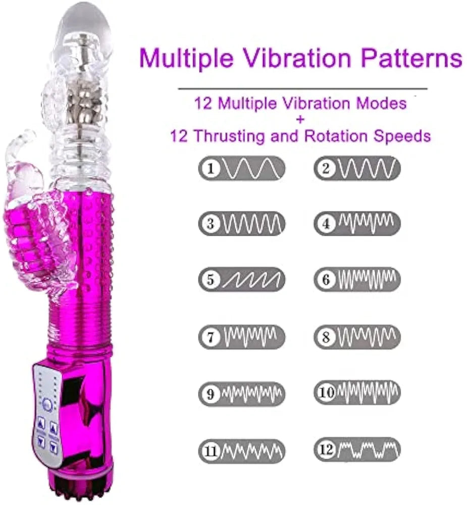 Vibrador Rabbit Rotativo 360° Recargable USB