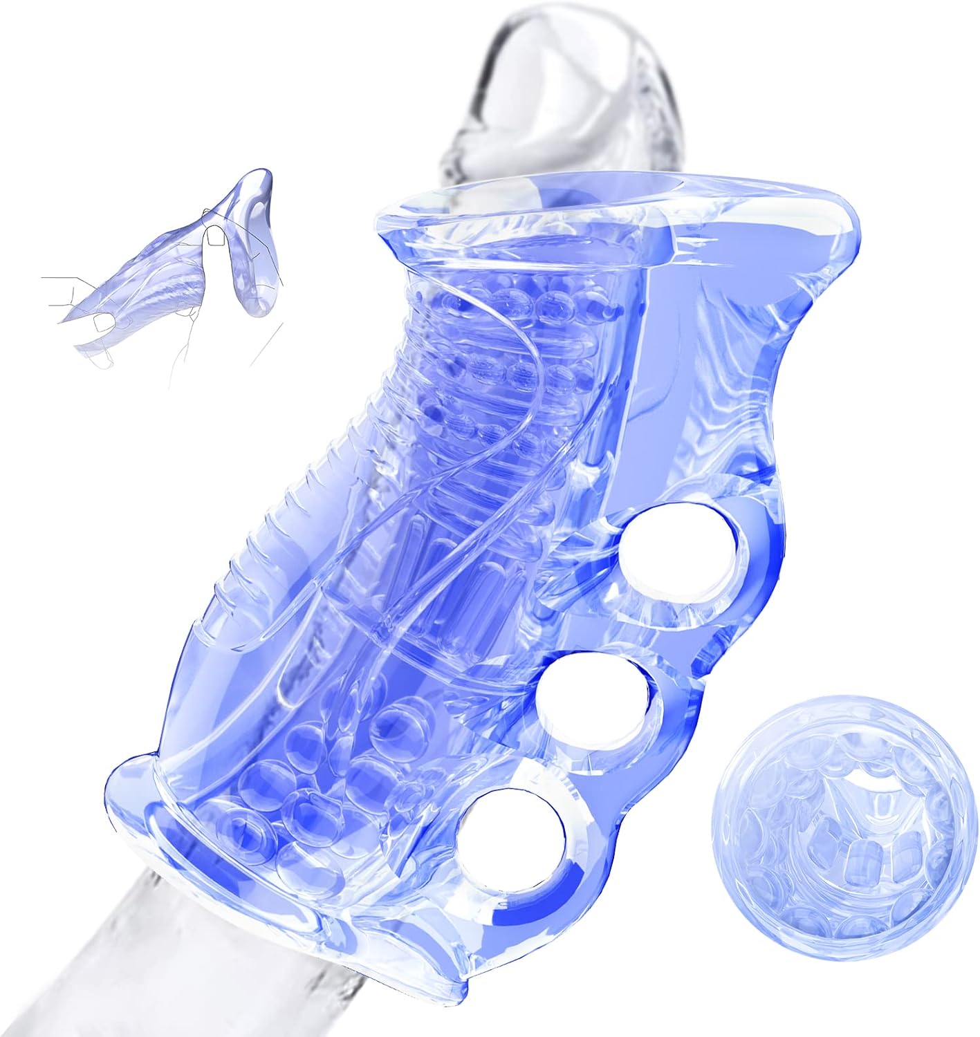 Masturbador Vibrador FleshSkin Ice Blue – Con Bala, 10 Modos de Vibración, Recargable