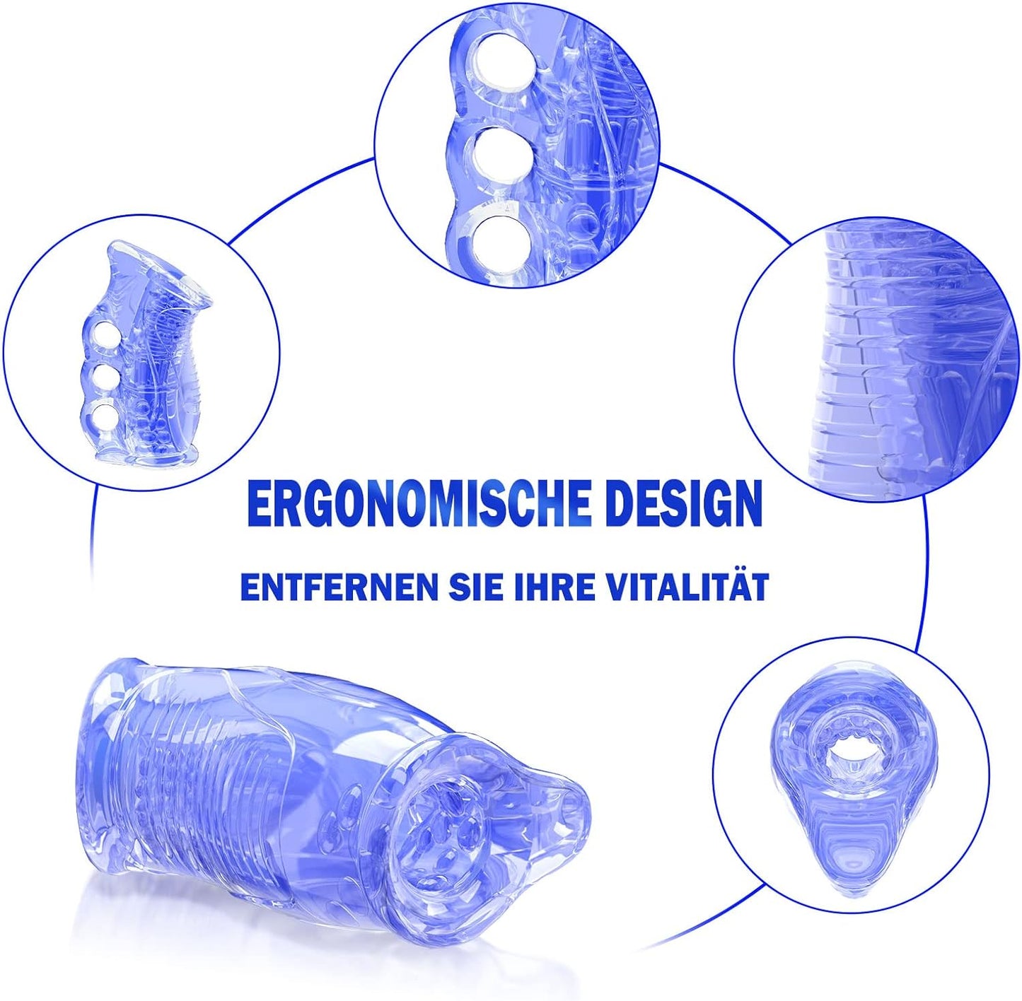 Masturbador Vibrador FleshSkin Ice Blue – Con Bala, 10 Modos de Vibración, Recargable