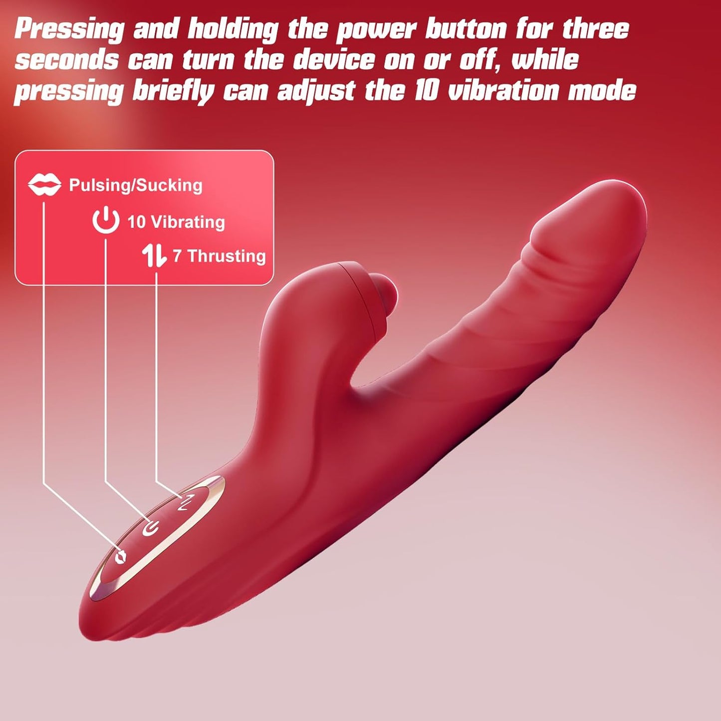 Vibrador con control App– 4 en 1: Succión, Empuje, Pulsación y Vibración